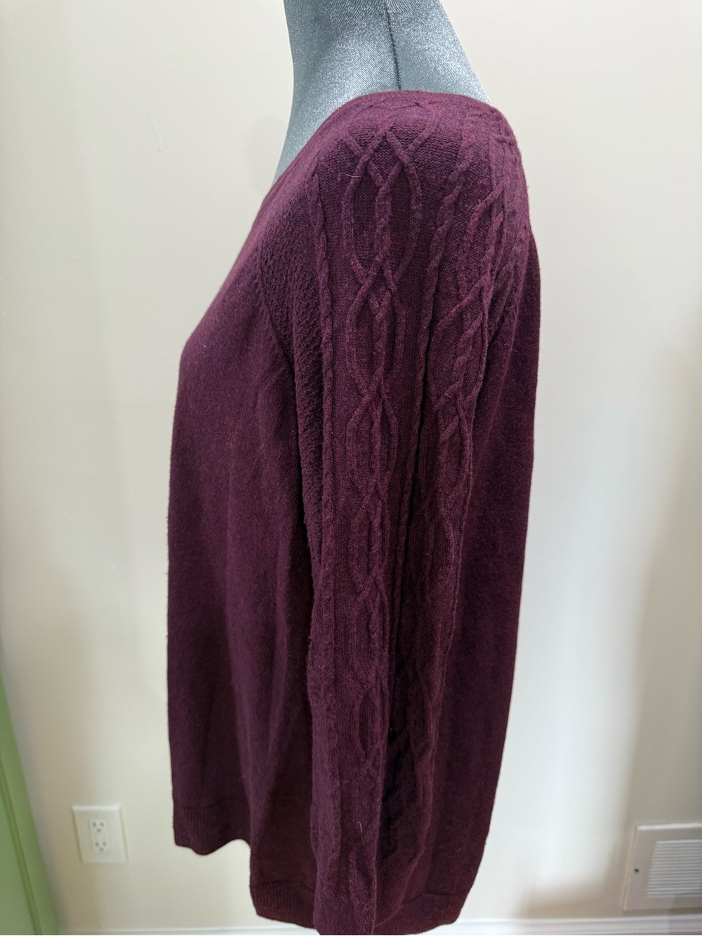 Sonoma Burgundy Scoop-Neck Long Sleeve Sweater - Picture 3 of 6